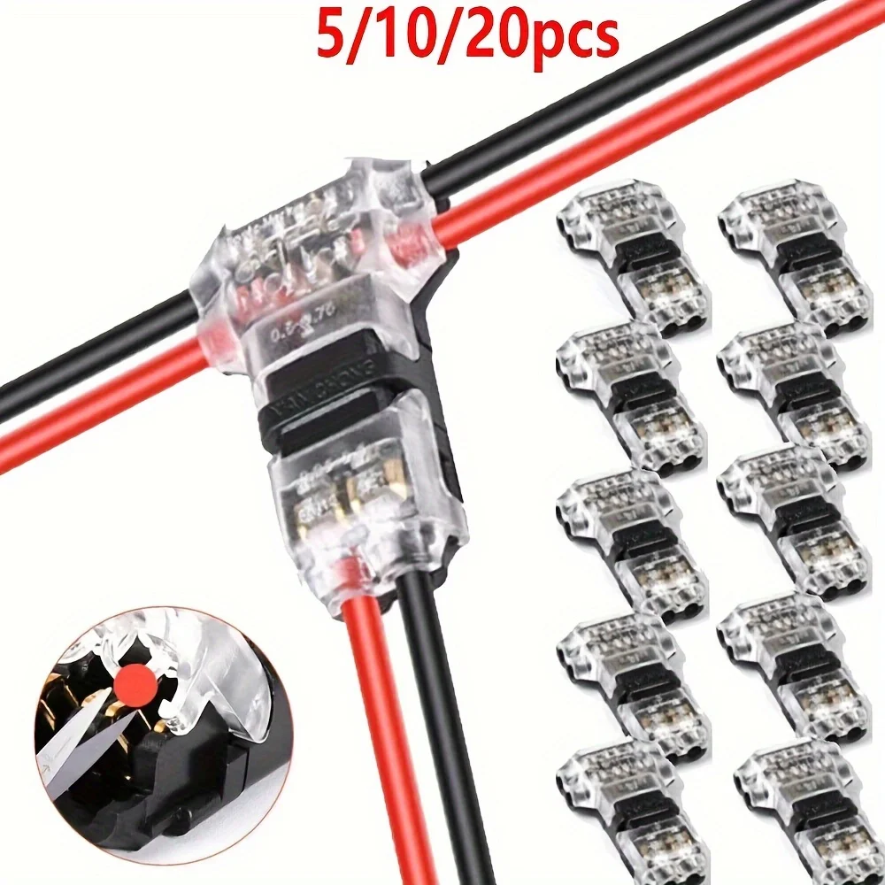 5/10/20PCS Draht Kabel Snap In T2 Stecker Keine-löt Keine-peeling Schnell Terminal Anschlüsse marangoz Auto Stecker Elektrische Zubehör