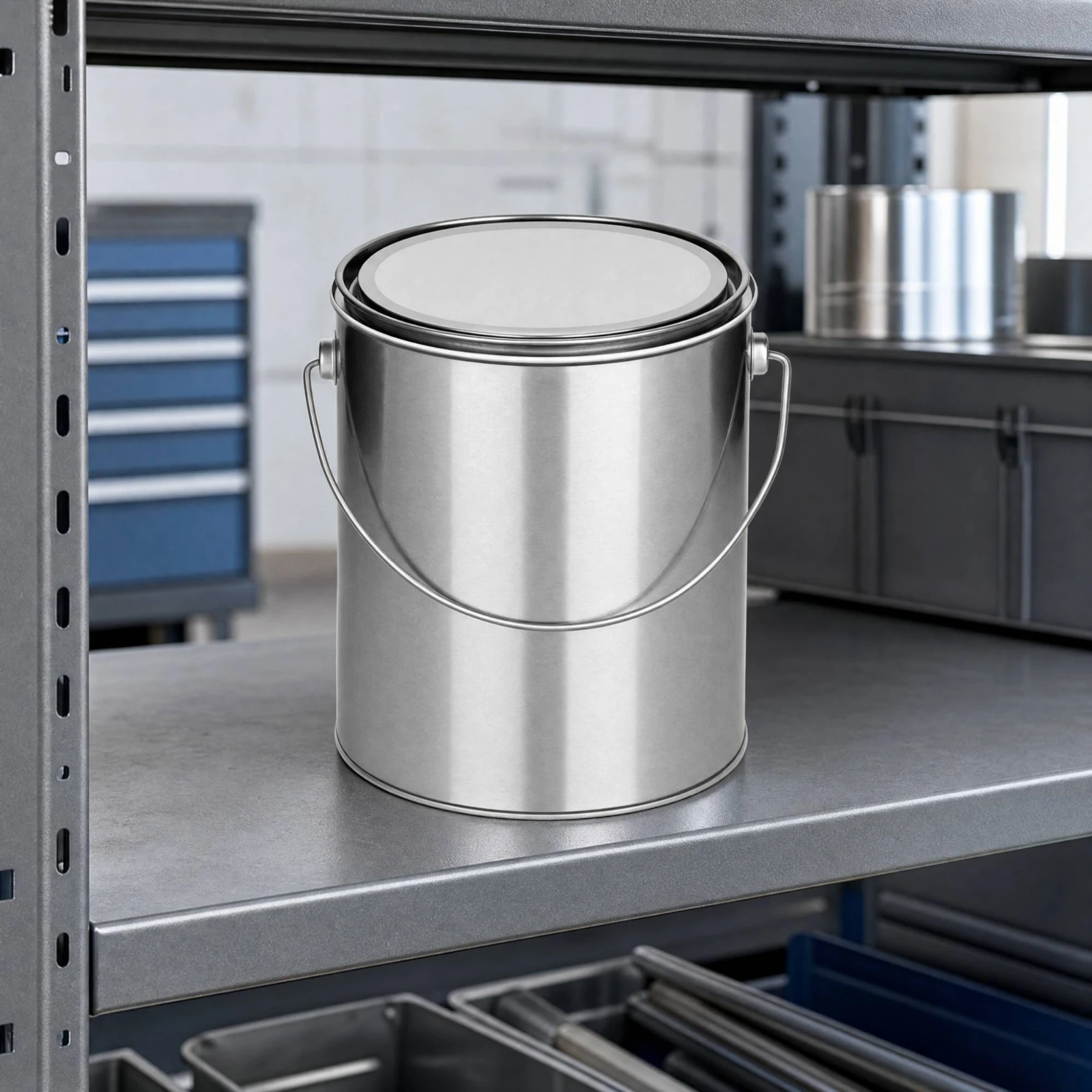 Cylindrical Tinplate Can with Lid and Carry Handle Heat Resistant Metal Sample Storage Container