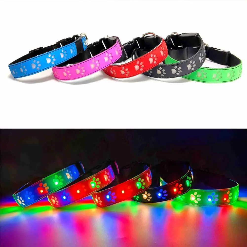 USB Charging LED Dog Collar Luminescent Band Pendant Detachable Fluorescent Collar Suitable For Dogs Cats Night Safety Collar