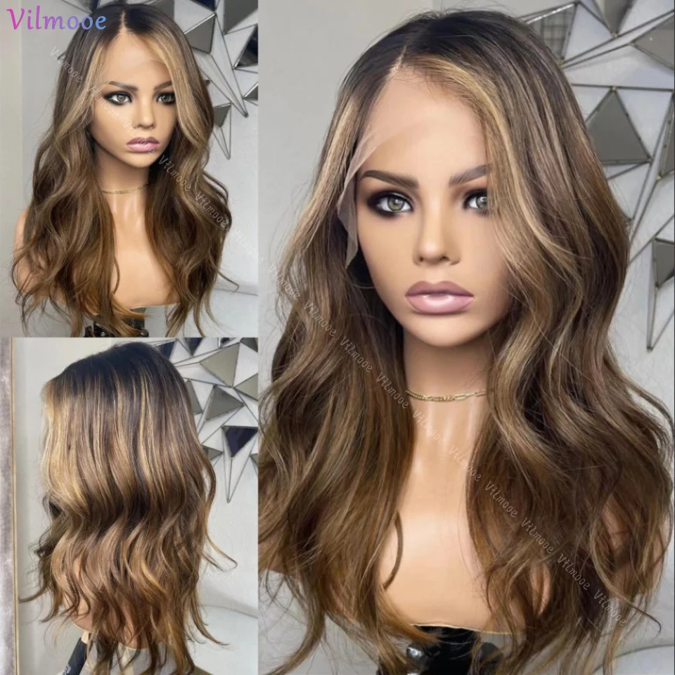 

#4/27 Highlight Wig Silk Base 5X5 Closure Human Hair Wigs For Women Glueless Body Wave Brown Blonde Silk Top Lace Frontal Wig