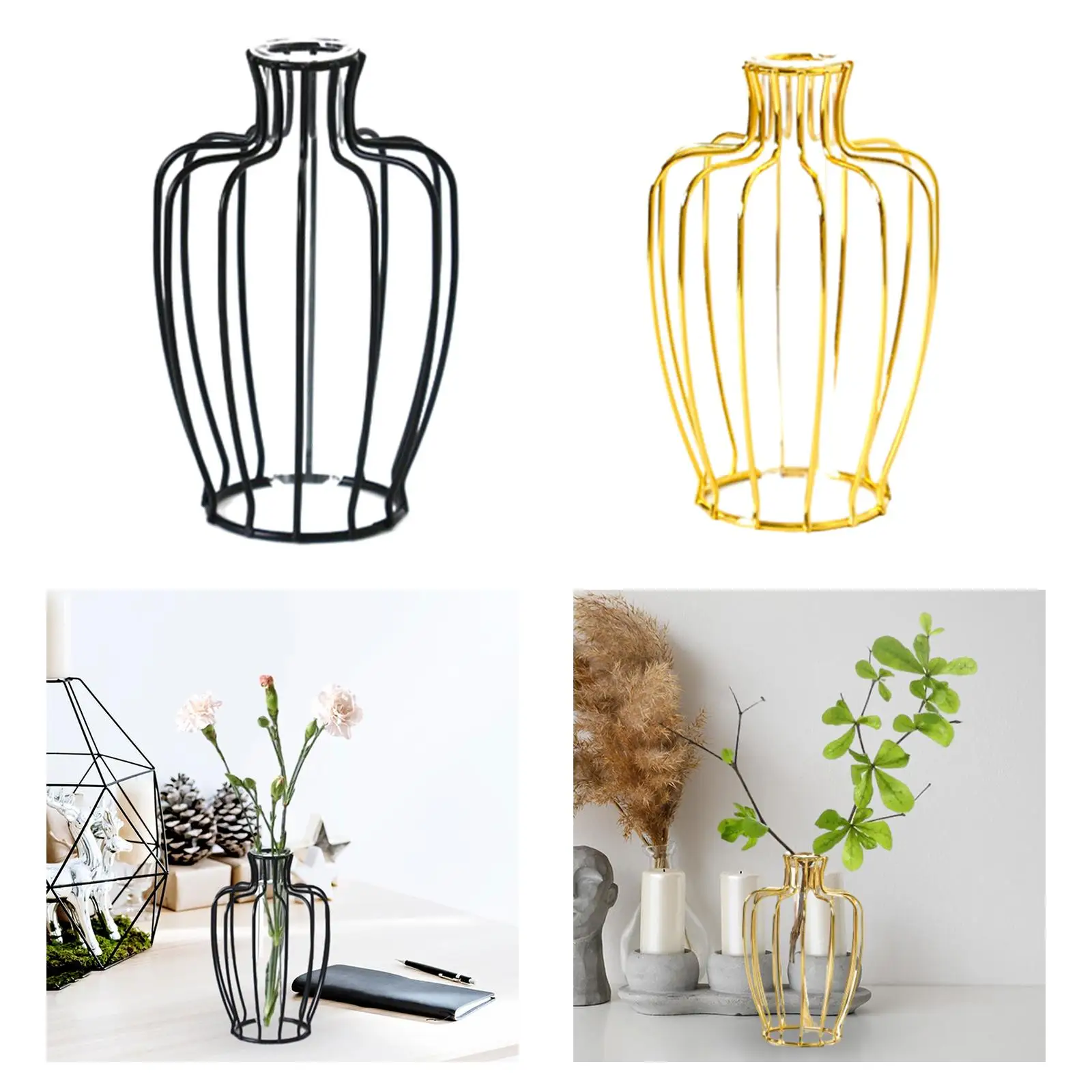 Iron Art Vase Iron Frame Simple Flower Vase for Wedding Home Decoration Lawn