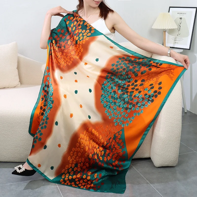 Novo 110x110cm grande squar imitação de seda lenço de viagem vestido de praia biquíni sarong envoltório feminino maiô brasileiro cobertura de banho-ups