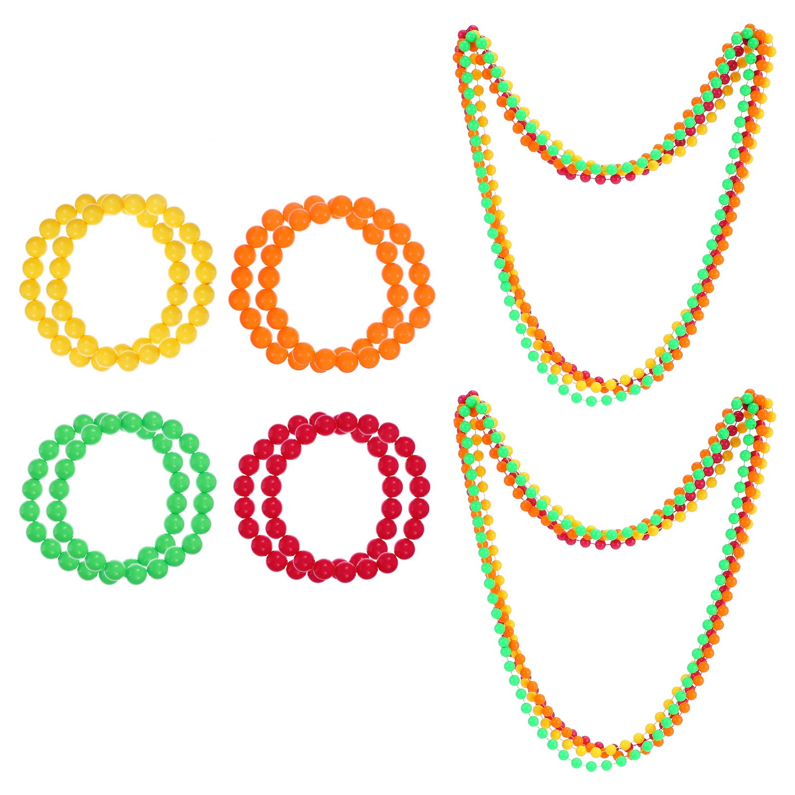 

16 Pcs Wear Plastic Beaded Necklace Bracelet New Years Eve Beads Necklaces Neon Light