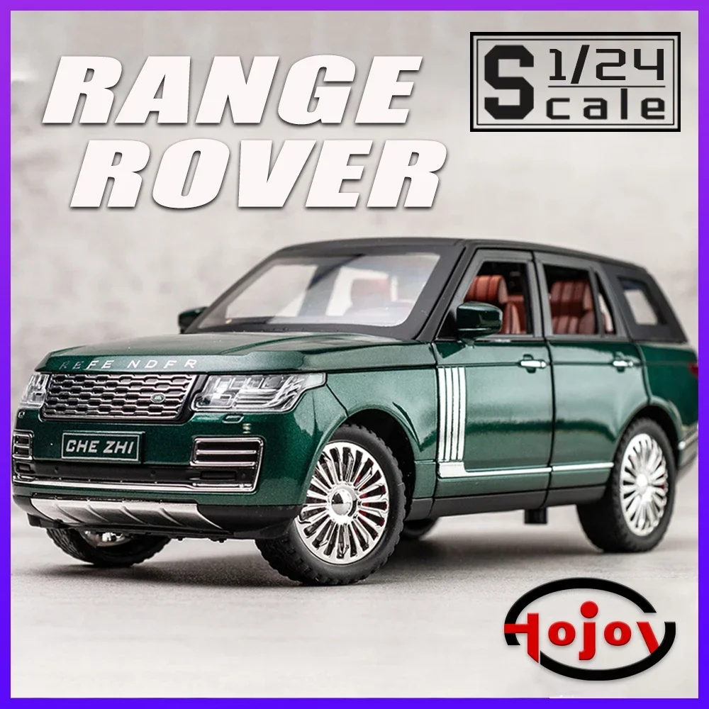 

Металлические автомобили, игрушки, масштаб 1/24, Range Rover, модель автомобиля из сплава для мальчиков, детская игрушка, внедорожники, звук и фотография