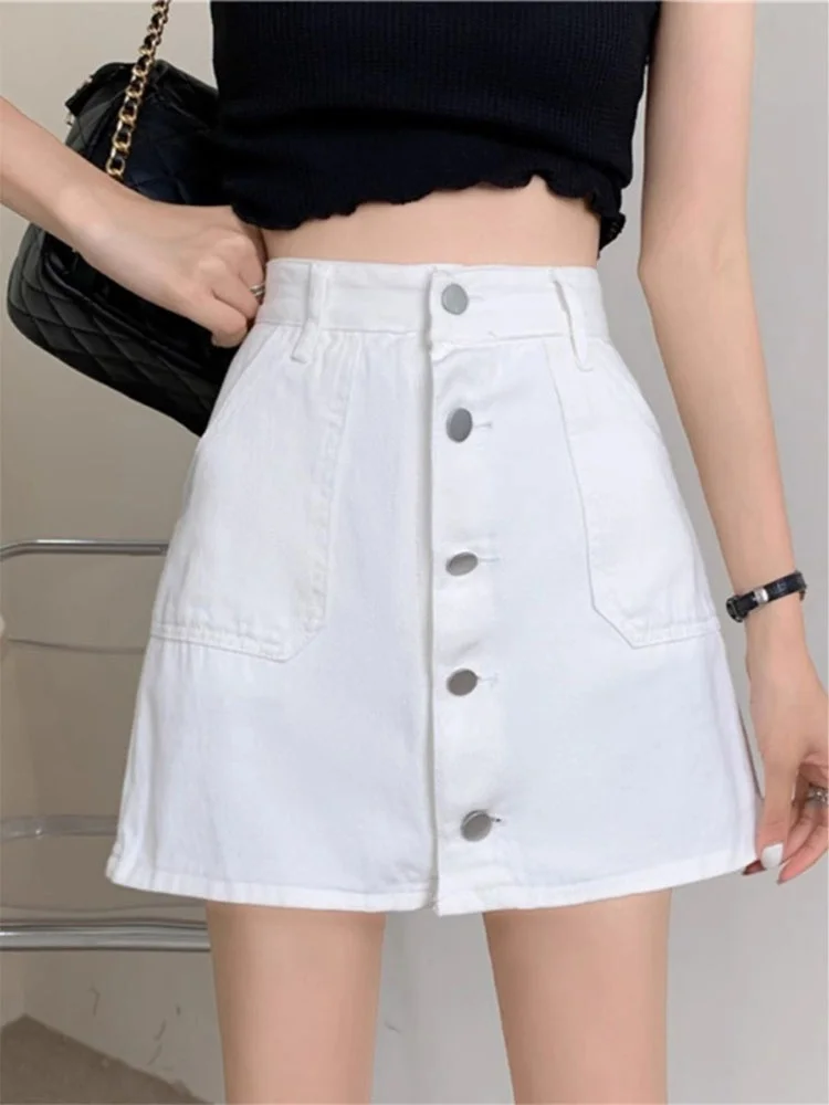 High Waist plus Size Denim ort Skirt Loose Fitting Conceal Meat Versatile A-Line Pants Skirt Korean Sle Commute