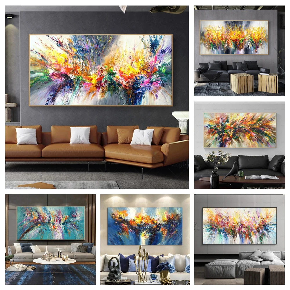 Abstract Colorful Pictures Canvas Painting Quadro Color Flower Posters Prints Wall Art For Living Room Home Decorative Paintings