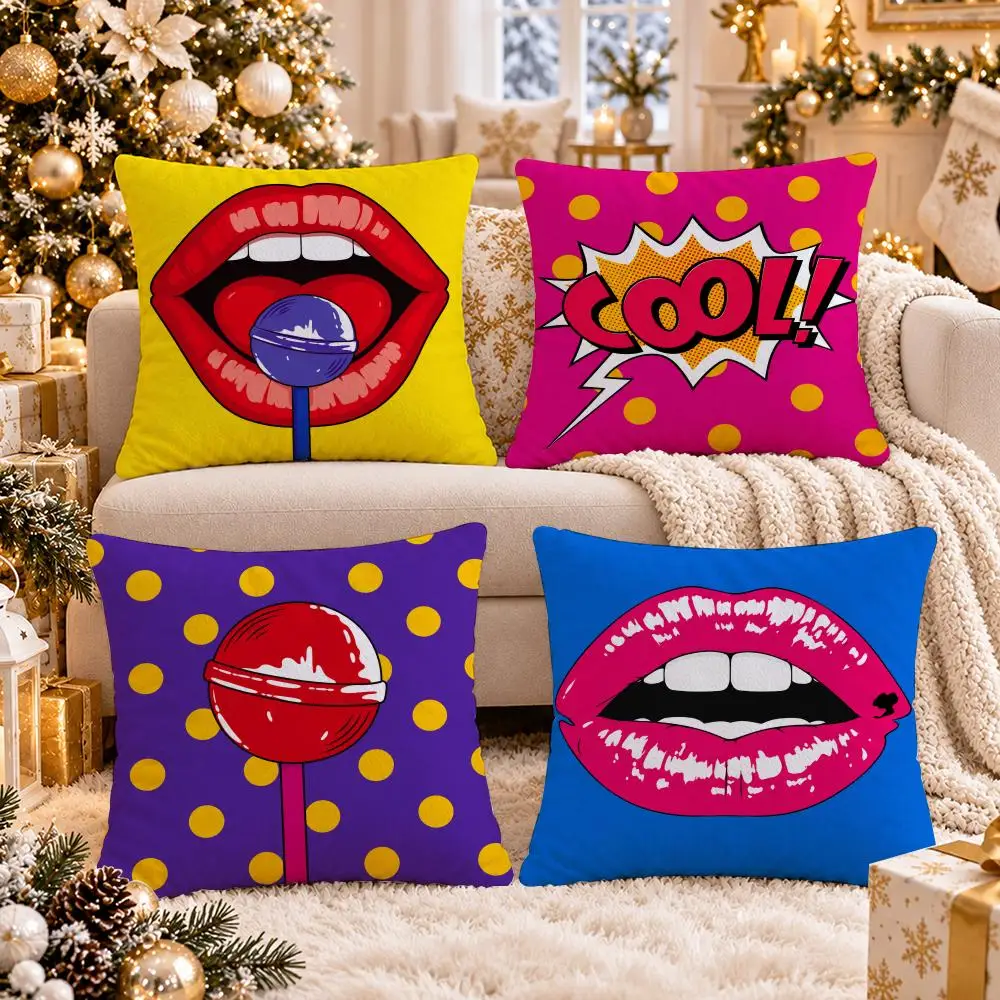 Electric Candy Pop Cushion Cover 1/4Pcs Soft Plush Cushion Case Throw Pillowcase Cozy Home Sofa Bed Living Room Decor