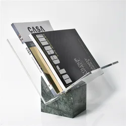 Creative Acrylic Marble Bookshelf Modern Office Study Room Bookcase Magazine Book Bookend Decoration Soft Furnishing Crafts