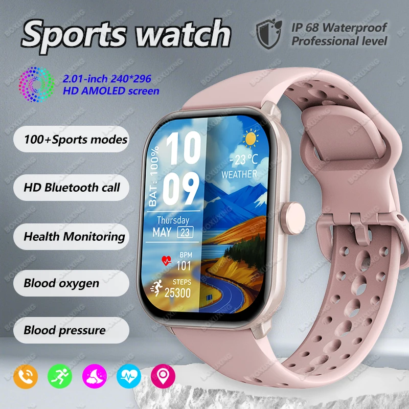 

Новые смарт-часы 2026 Watch 5 с GPS-трекингом, измерением пульса, AMOLED HD-экраном 2,01 дюйма, спортивные, водонепроницаемые IP68, с Bluetooth-вызовами