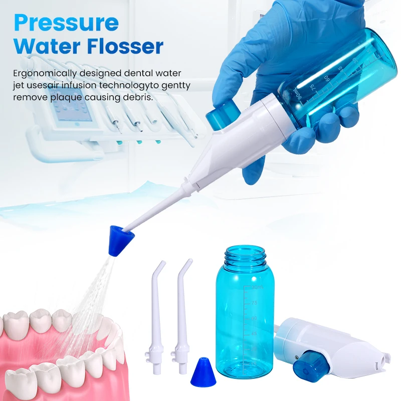 1pc Manual Dental Irrigator, Oral Teeth Cleaning Tool, Manual Push-pull Flushing of Interdental Dirt Accessories