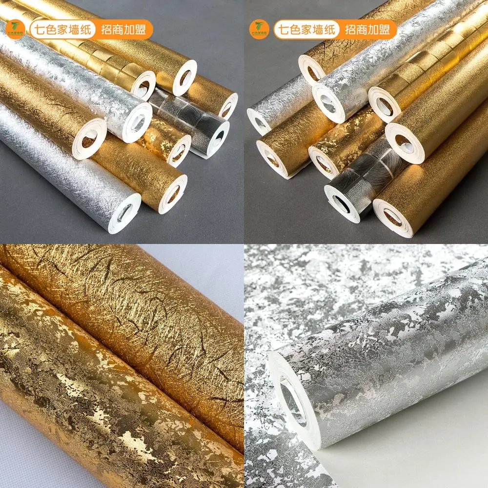 

Водостойкие светоотражающие обои из золотой фольги для КТВ барная стойка Будда Холл храм золотой фон настенная бумага простой отель Ceili