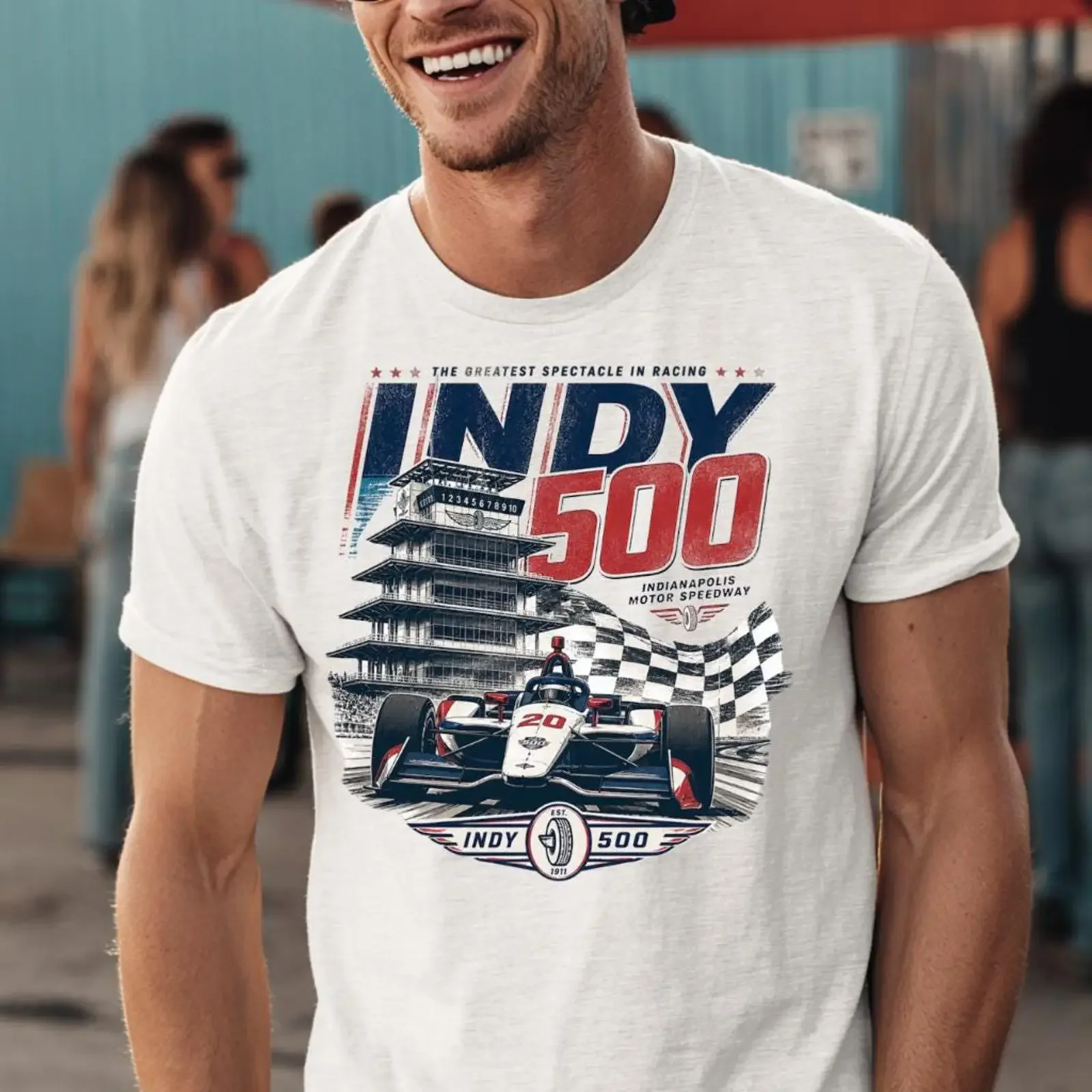 Vintage Indy 500 Indianapolis Motor Speedway Race Day Racing T-Shirt Motorsport-Fan Lässiges, gewaschenes, bequemes Grafik-T-Shirt im Vintage-Stil
