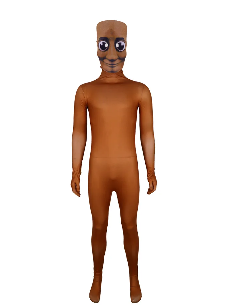 Tung Tung Tung Sahur Cosplay Costume Full Body Zentai Suit Viral Meme Character Jumpsuit With Mask Halloween Party Outfit - view 2