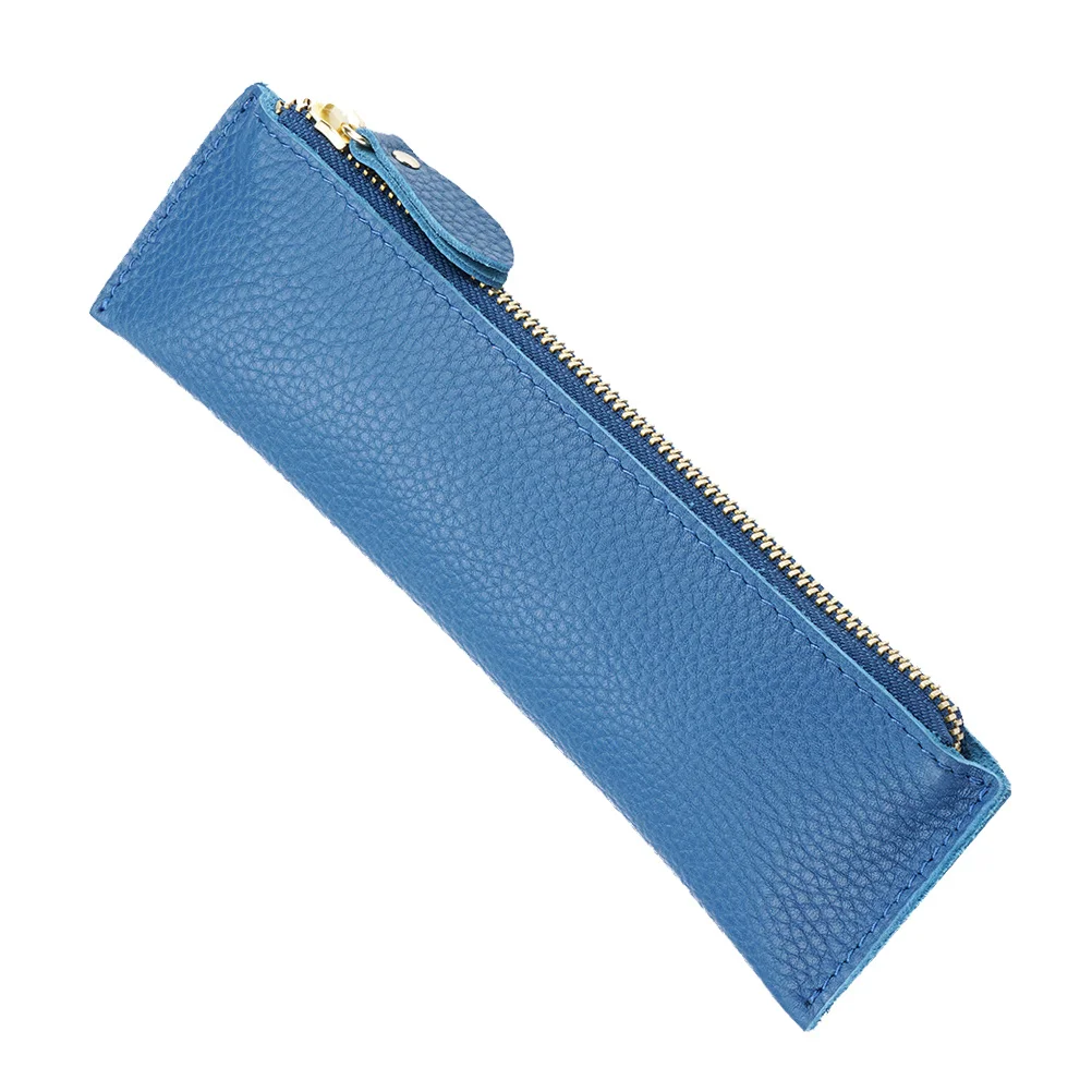 Vintage Pen Pouch Blue Simple Protective Pen Bag For School Office Stationery Organizer Storage Pens Pouch