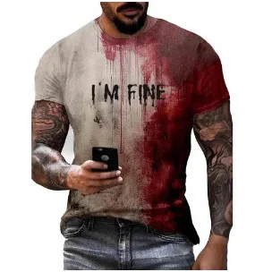 

3D Printed Quick Drying Breathable Summer T-shirt, Men's Short Sleeved Round Neck T-shirt, Daily Sports Top