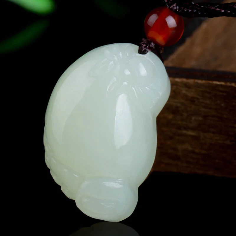 , Hotan White Contentment & Happiness Small Foot Shape Jade Pendant