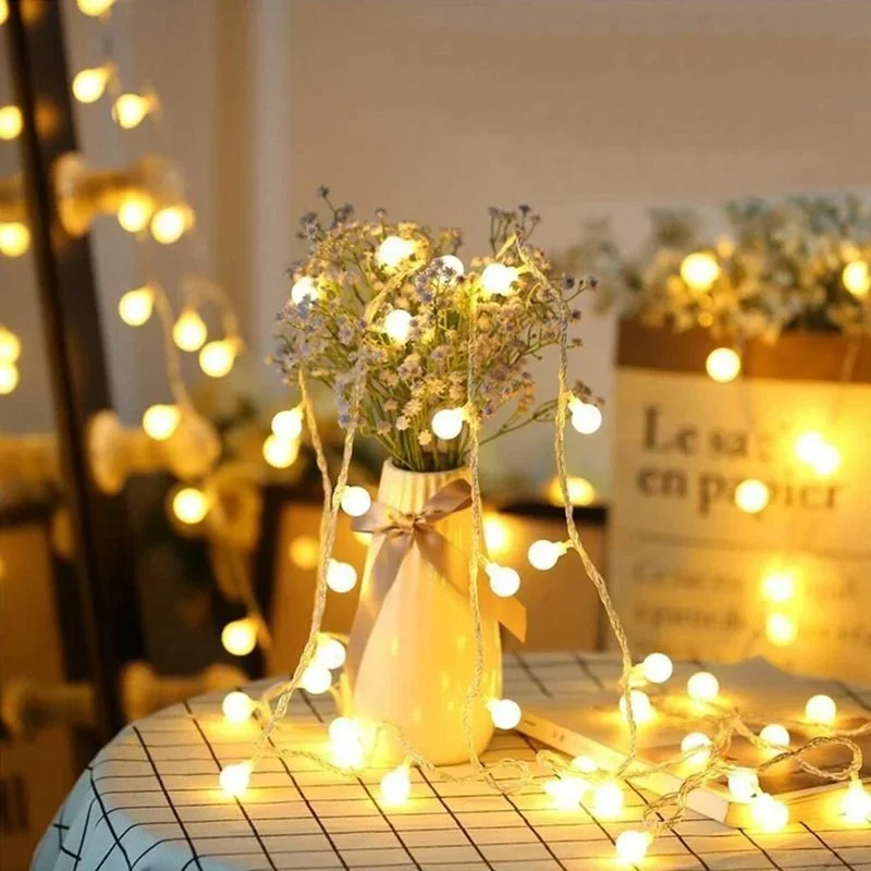 LED String Lights EU/US Plug Christmas Wedding Garland Fairy Tale String Lights Outdoor Garden Decoration Ball Lights