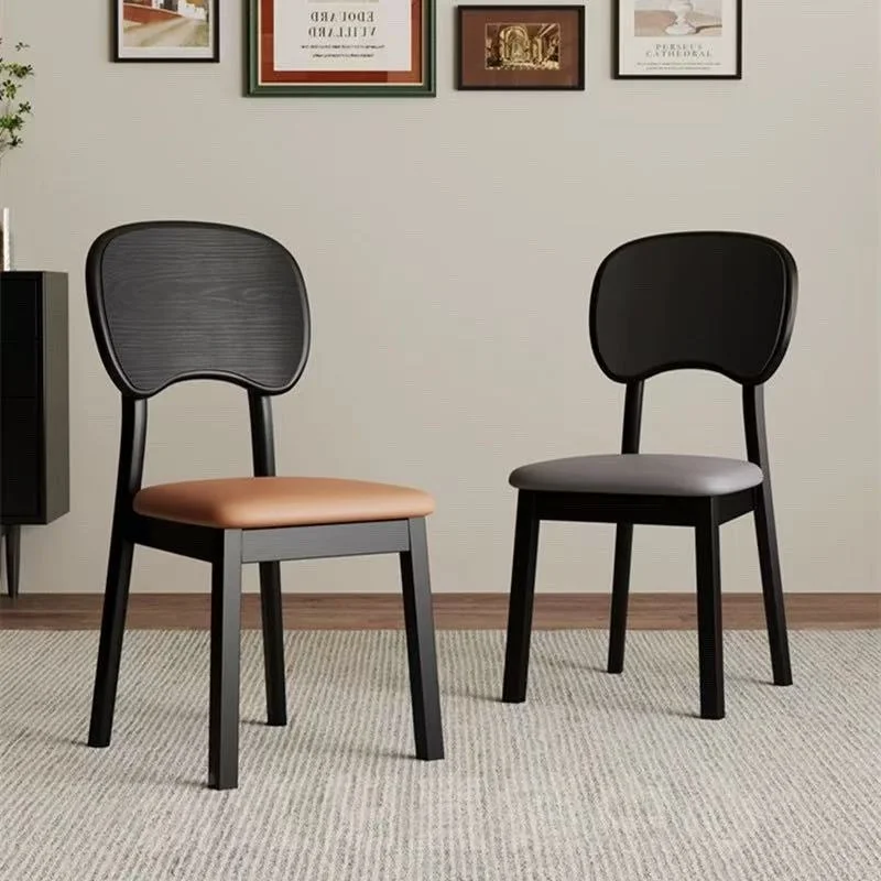 #Used Solid Wood Medieval Style Dining Chair Home Furniture Soft Protective Cover Wooden Backrest Multifunctional Dining Stool