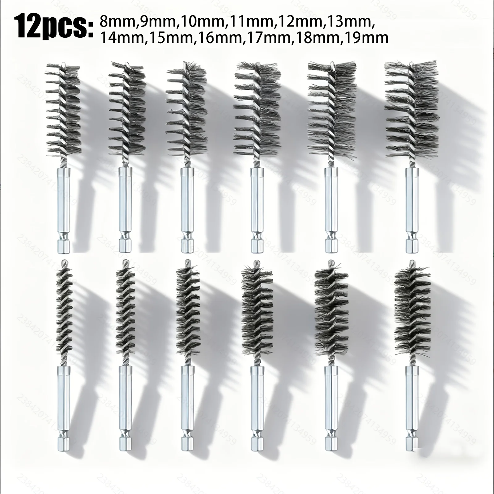 

12-częściowa щетка для дрели, набор щеток для отверстий из нержавеющей стали с шестигранной ручкой для удаления ржавчины и очистки трубок