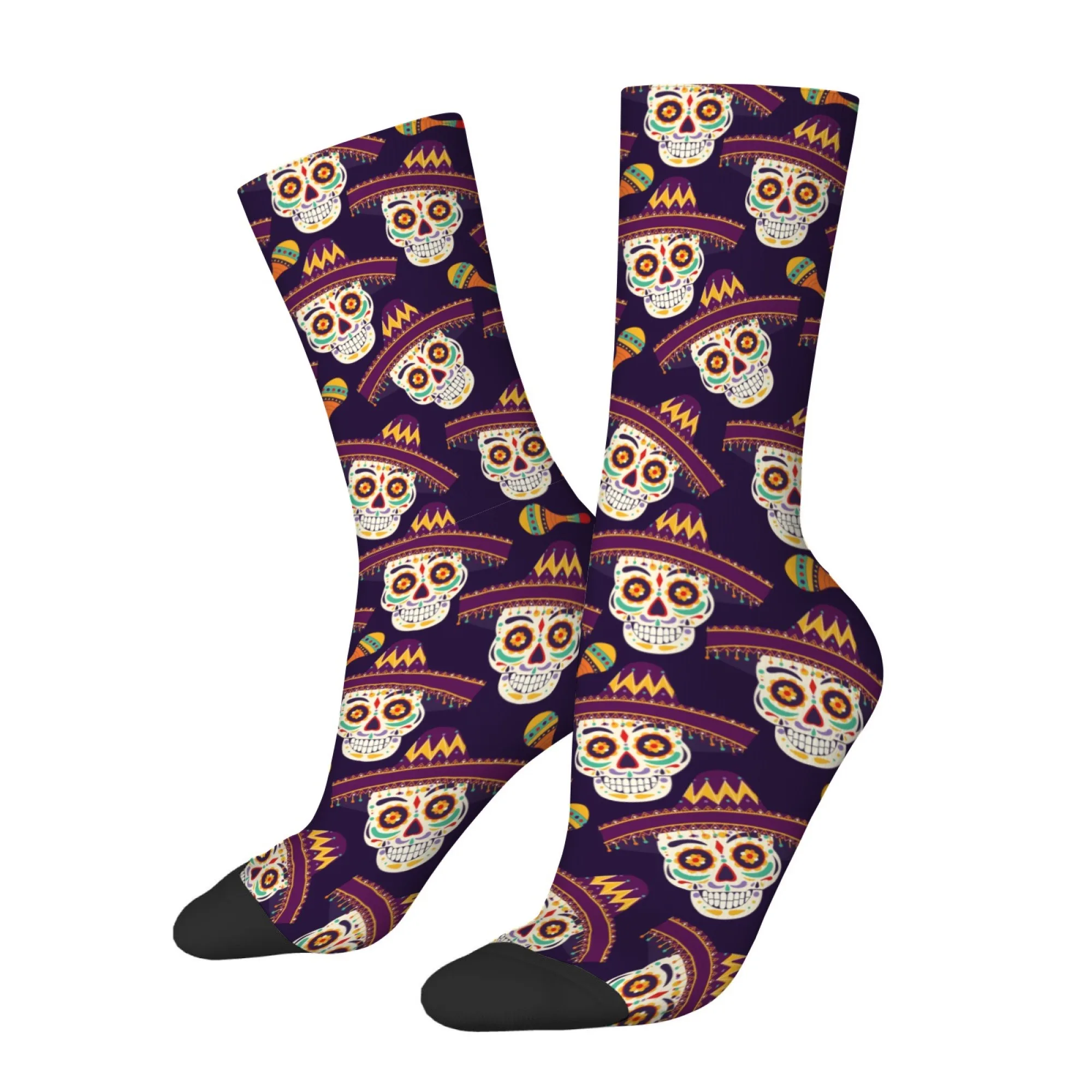 

Day of the Dead Calavera Skull Socks Retro Fashion Men's Socks Novelty Funny Hip-Hop Socks Breathable Anti-Slip Athletic Socks
