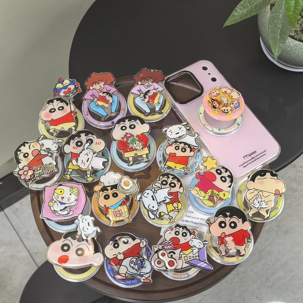 Cute Crayon Shin-chan For Magsafe Magnetic Phone Griptok Grip Tok Stand For iPhone Samsung Foldable Wireless Charging Holder