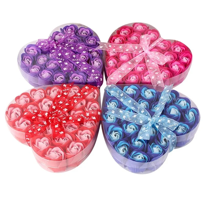 

Scented Rose Petal Soap Paper Flower for Bath Body Wedding Party Gift Assorted Colors 24pcs