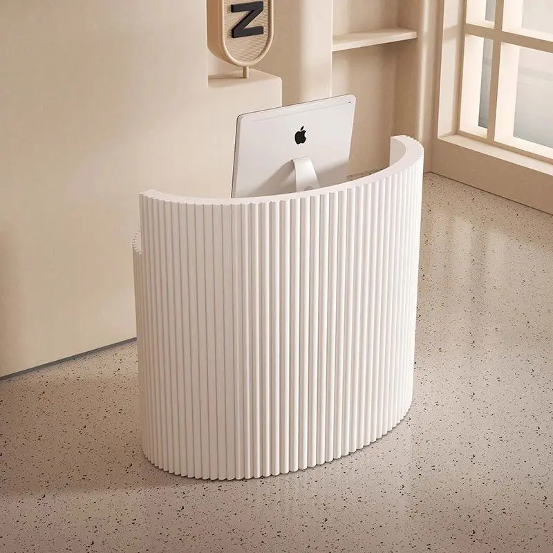 Professional Custom Laminate Eco-Friendly Modern Small Reception Desk 100cm White For Hospital Hotel Office Building Retail