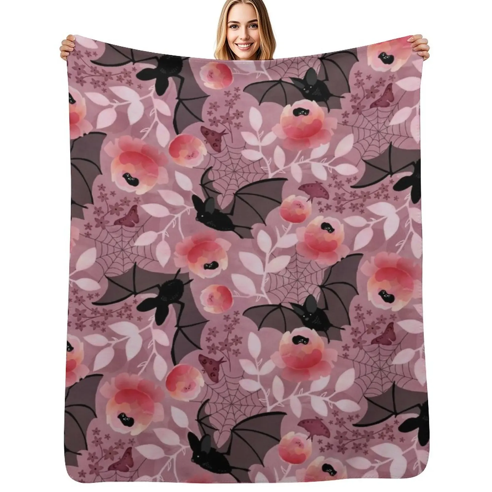 

Pastel bat floral pink Throw Blanket Comforter Luxury Throw Loose Blanket