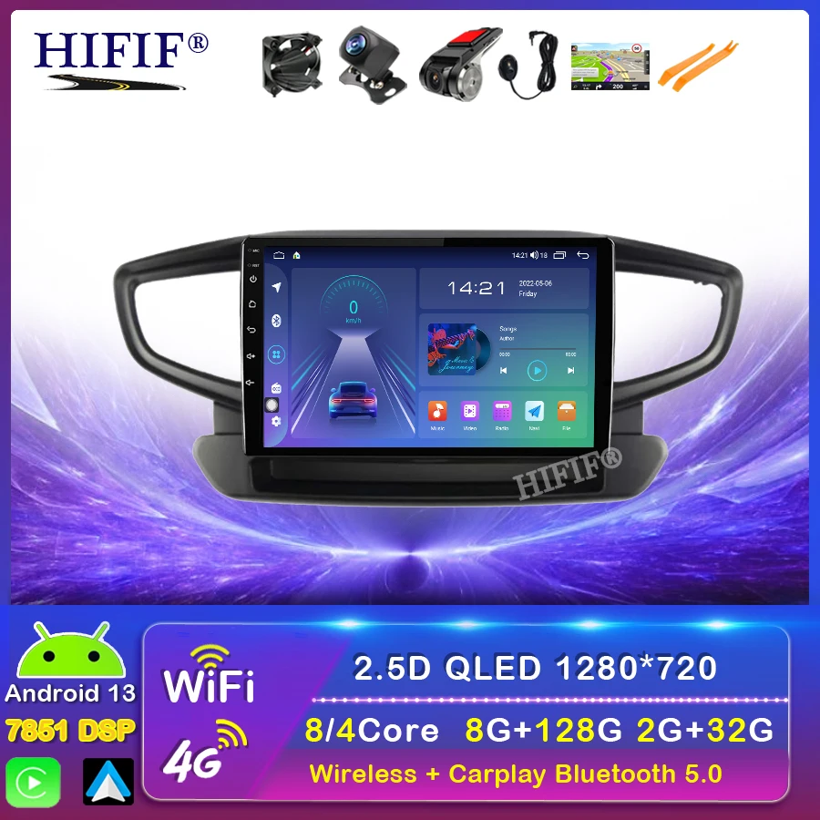 QLED For Hyundai Ioniq 2016-2020 Auto Stereo Android 13 6+128 Car GPS Navigation Multimedia Player HeadUnit Radio Tape Recorder