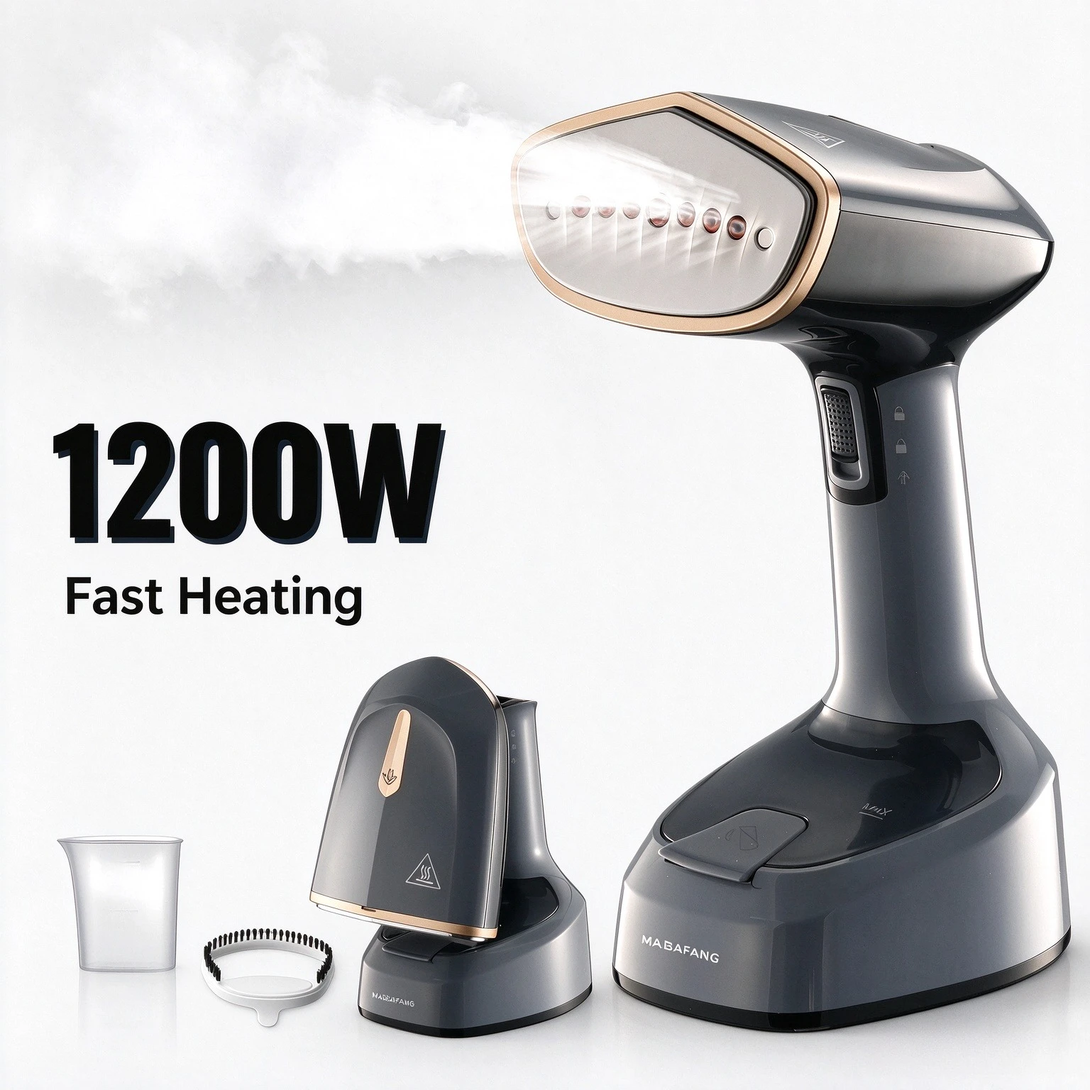 Powerful Suspended Steam Engine, Clothing Steam Machine, Foldable Handheld Clothing Crease Remover That Can Produce 20 Grams Of Steam Per Minute. It Takes Only 20 Seconds To Quickly Heat Up. Suitable For Home, Office And Travel (Gray)