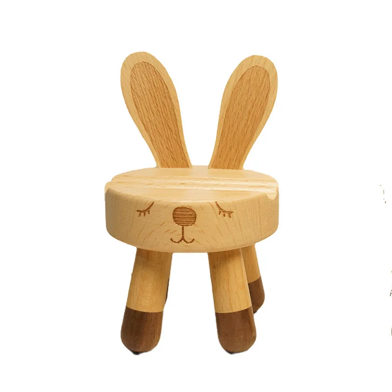 Wooden Rabbit Chair Phone Holder Universal Beech And Black Walnut Creative And Cute Tablet Desktop Phone Support Stand