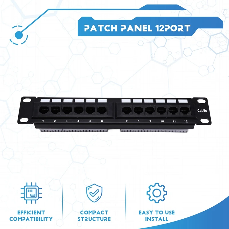 Super Sale Patch Panel 12Port CAT5e 10G Support 1U Network Patch Panel UTP