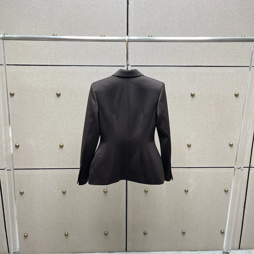 

Женская куртка из смеси шерсти, облегающий пригородный стиль с отделкой талии, универсальный двубортный костюм, топ, новинка зимы 202, Y2k