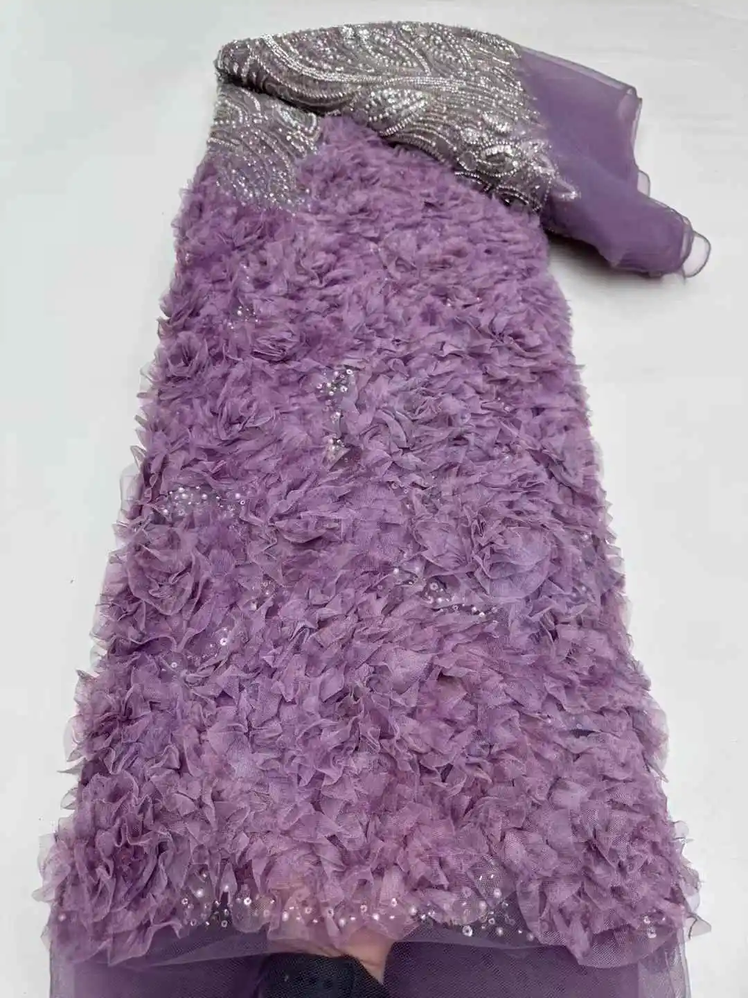 

Роскошная французская кружевная ткань ручной работы с тяжелыми бисером и блестками, 2026, африканский нигерийский стиль для шитья свадебного платья, материал