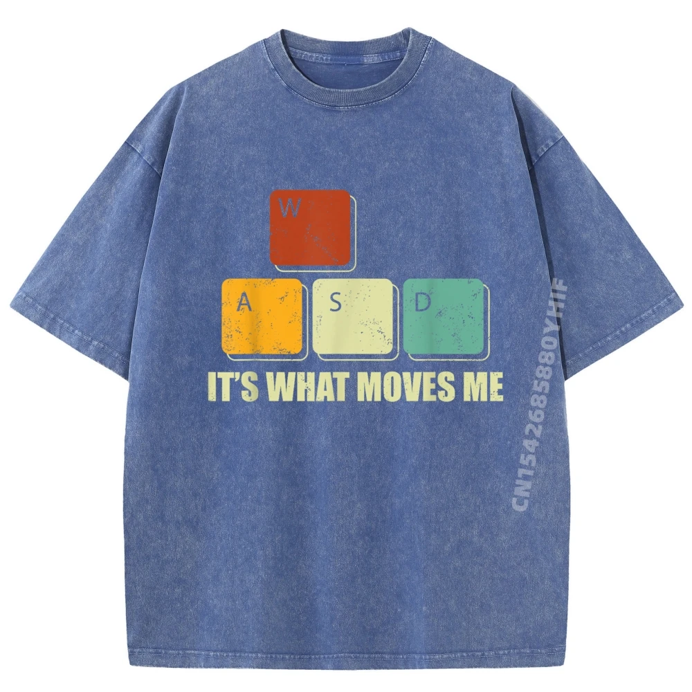 Wasd It What Moves Me ألعاب الفيديو الكمبيوتر ألعاب الكمبيوتر الجرافيك قمصان رجالي ريترو غسلها تي شيرت الاتحاد الأوروبي حجم الطابع