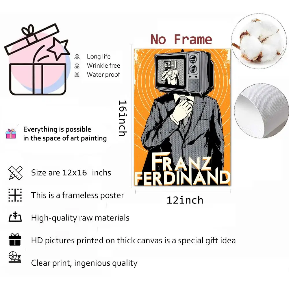 Franz Ferdinand Rock Band Painting Calligraphy Canvas Print Wall Mural for Living Room Decor Gifts