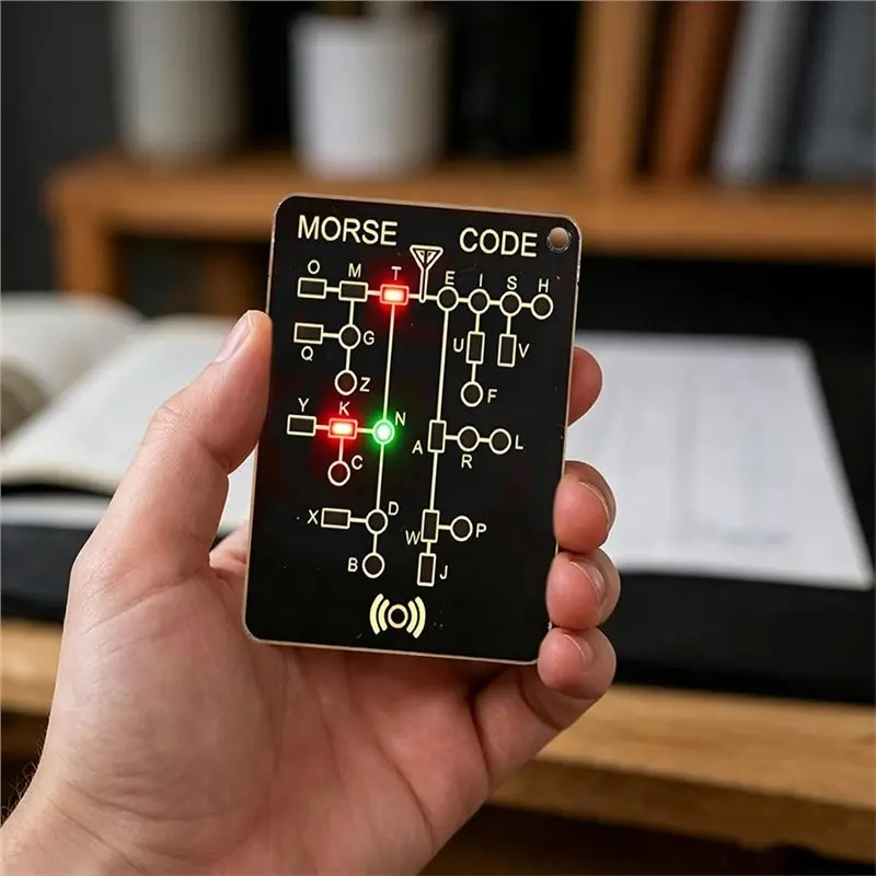 Morse Code Trainer Card-Real-Time Feedback Interactive LED Audio Telegraph Practice Tool Record Playback Portable PCB