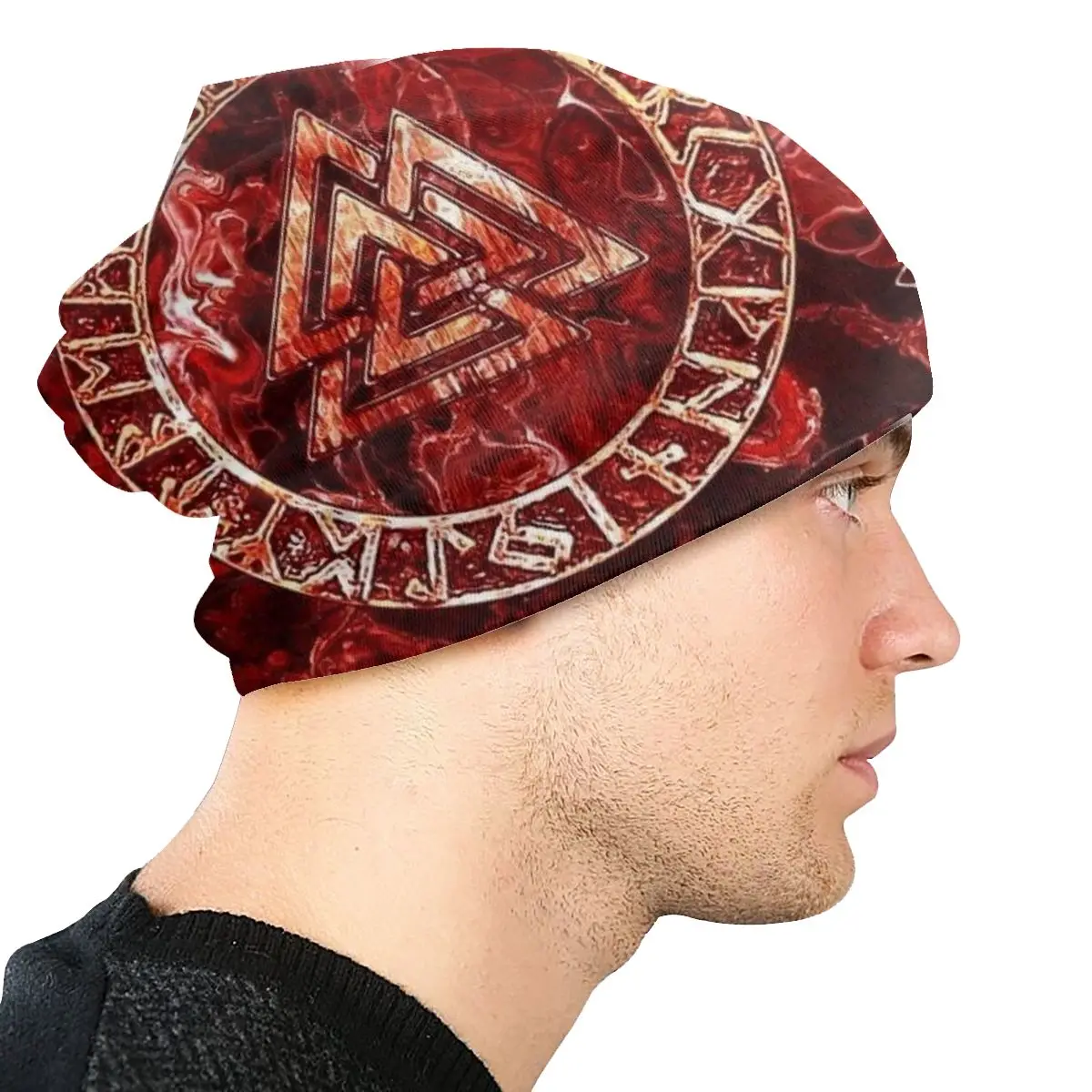 Viking exterior fina chapéus, Valknut Bonnet, alta qualidade Skullies Gorros Caps, vermelho