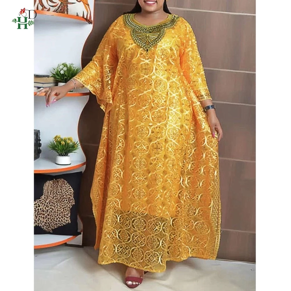 

2026 New African Plus Size Kaftan Dress Sequin Flower Embroidery Loose-Fit Puff Sleeves Wedding Party Djellaba Gown Turkey Dress