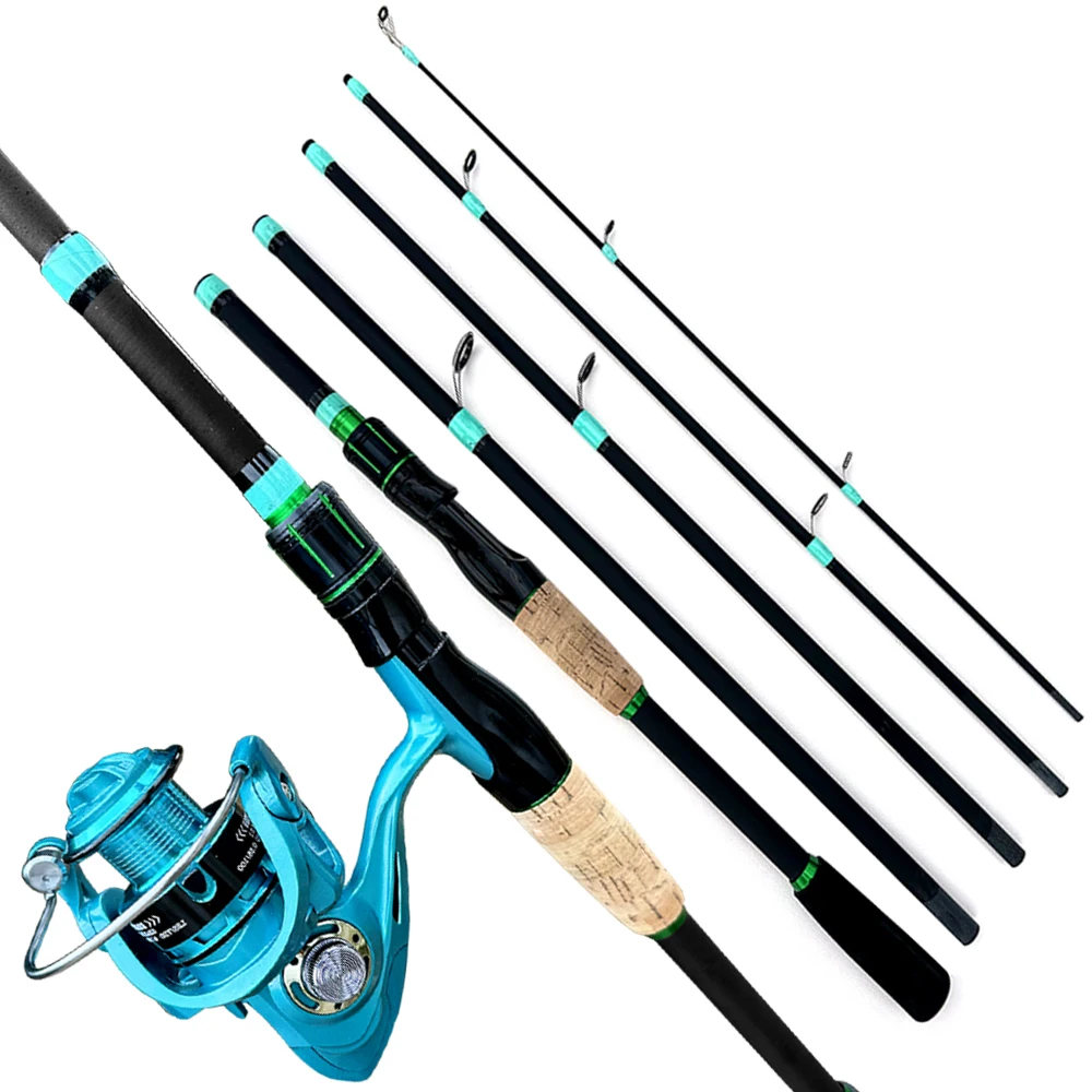 Ultralight Carbon Spinning Fishing Rod Combo 1.8m/2.1m Lure Pole ML Action and 2000-3000 Series Carp Feeder Reel for All Waters