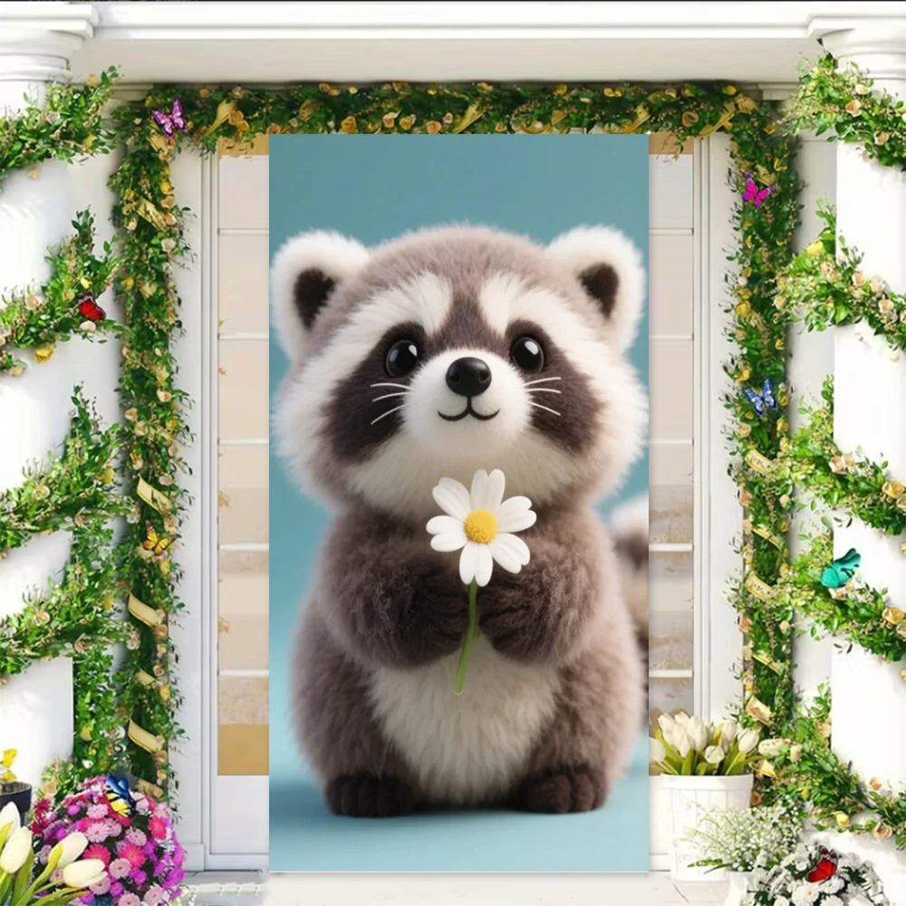 أنيمي الراكون الأرز الكعك حفلة عيد ميلاد خلفية لطيف الغابات الحيوانات التصوير خلفية غطاء الباب طفل الطرف الديكور هدية #3