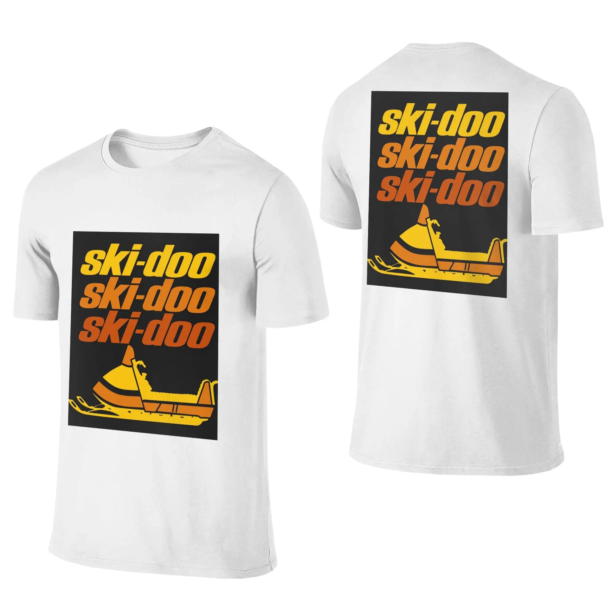 100% Cotton Ski Doo vintage Snowmobiles T-Shirt Men's Double Sided T Shirt Men Crew Neck Summer Shirts Tops Oversized