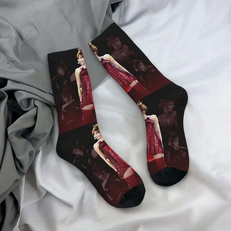 Harajuku Mylene Farmer Socks Men Women Warm 3D Print French Singer Basketball Sports Socks