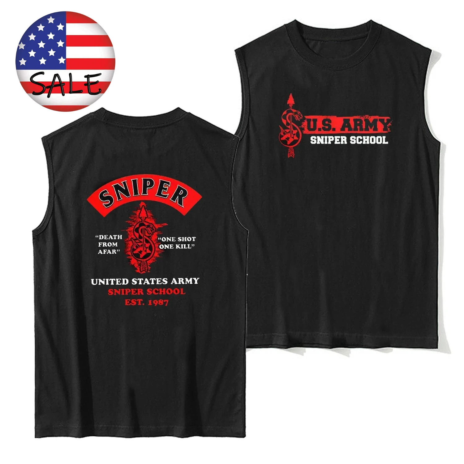 Death From Afar US Army Sniper School Tanktop 100% Cotton O-Neck Summer Casual Mens Vests Sleeveless T-shirt Streetwear