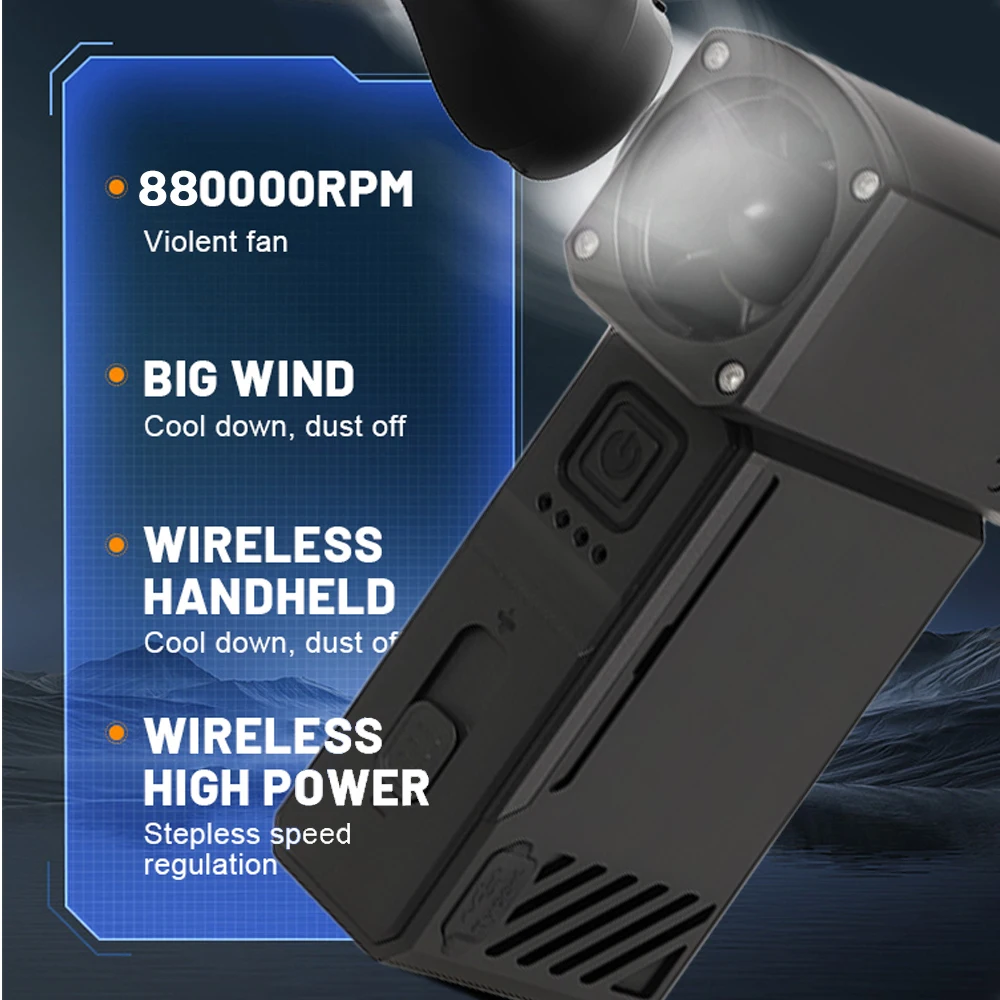 

F31 Violent Blower 880000RPM Strong Airflow Rechargeable Air Duster Blower High Speed Blower Fan Brushless Turbo Jet Blower