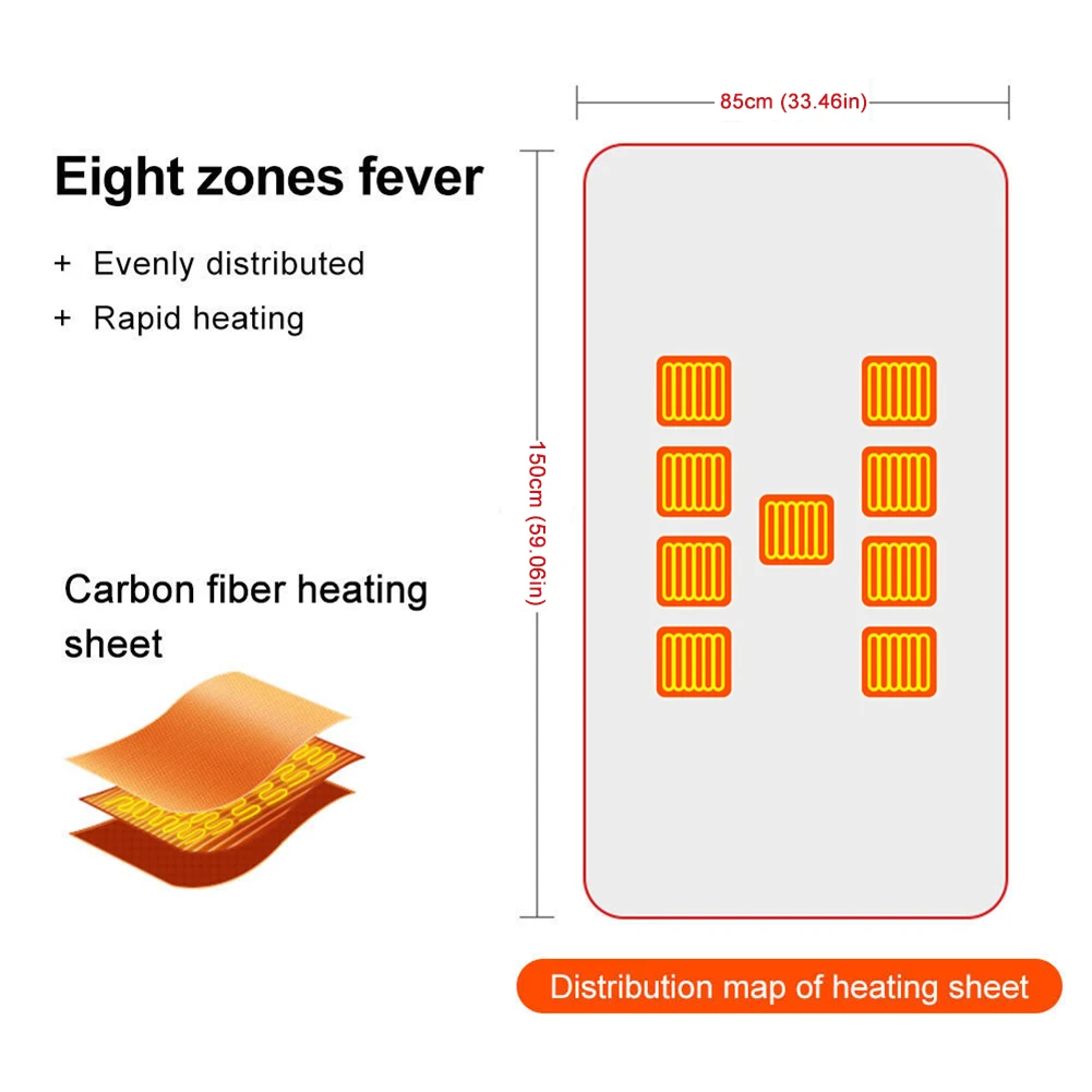 USB Heated Blanket Warm Shawl Blanket 3 Heating Level Electric Heated Throw Fast Heating 9 Heated Areas for Outdoor Home Office