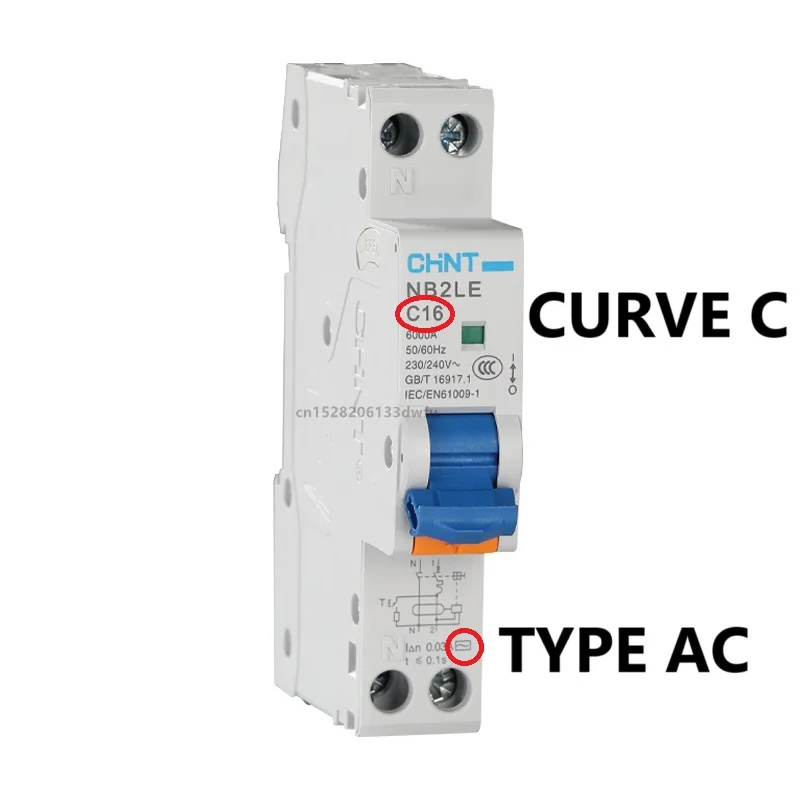 CHINT NB2LE Curve B C Typ A AC 1P+N Fehlerstrom betrieben Leckageschutzschalter Leistungsschalter RCBO 30MA 10A 16A 20A