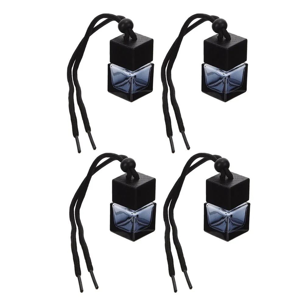 

4Pcs Hanging Car Air Freshener Bottle Empty 8Ml Refillable Black Design for Car Perfume Diffuser Aromatherapy Ornament Auto