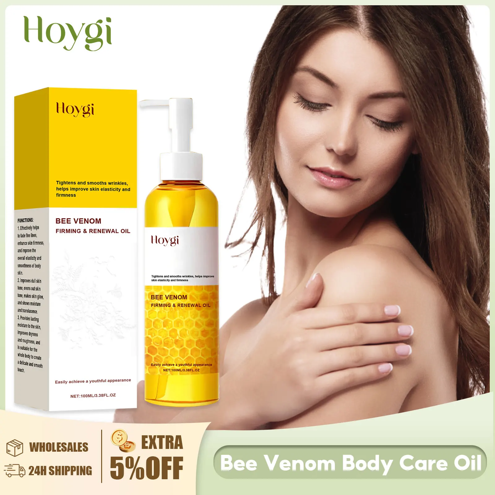 

Bee Venom Body Care Oil Firming Lifting Improve Skin Sagging Tightening Reduce Fine Lines Smoothing Soothing Body Massage Oil