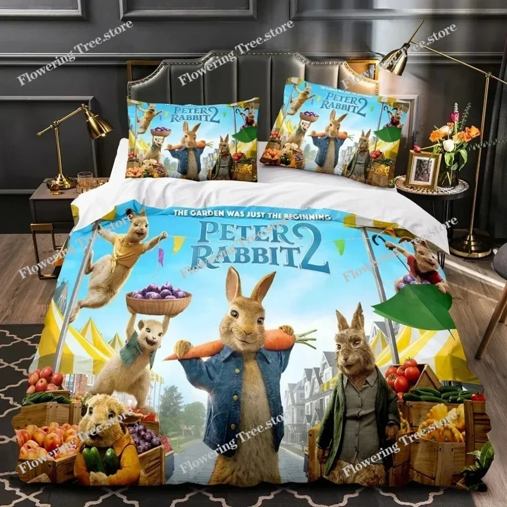 Peter The Rabbit World Bedding Sets,3D Printing cartoon rabbit Duvet Cover Pillow Cases Queen King Size Quilt Cover Gift029